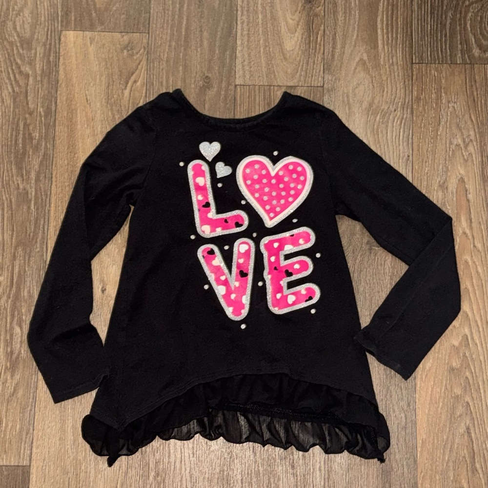 Faded Glory Girl’s Size 7 Love Long Sleeve Shirt